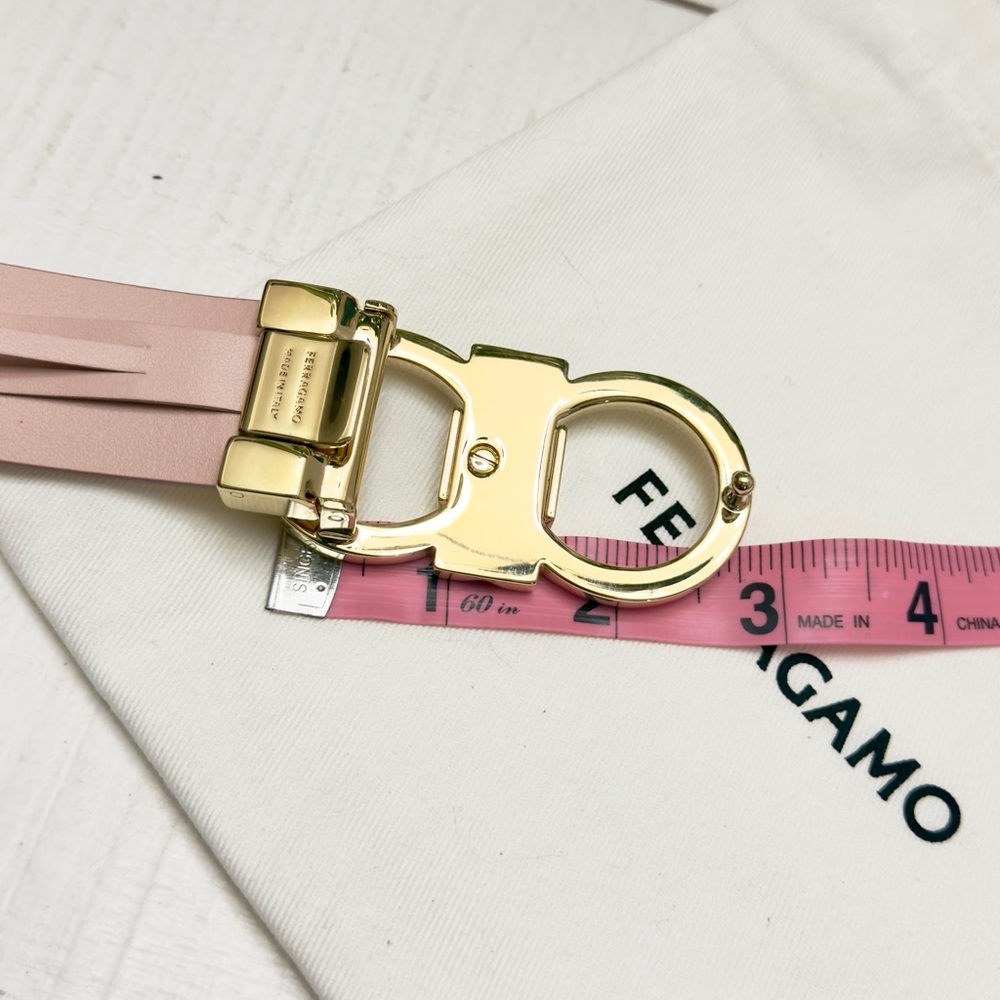 Ferragamo Pink Leather Belt Gold Buckle - Cut To Fit size 75-110cm - Picture 8 of 9